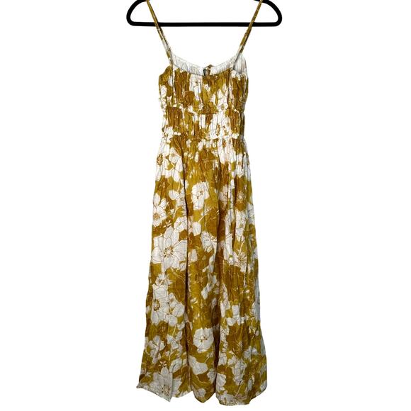 NEW! Revolve x Faithful The Brand 6 Francesca Midi Dress 100% LINEN Dark Yellow - Picture 4 of 8